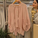 Women's Casual Loose Cotton-Linen Long-Sleeve Shirt