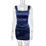 Vestido casual entallado plisado con tirantes para mujer