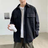 Spring Autumn Men's Long-Sleeve Trendy American-Style Workwear Shirt