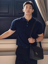 Men's Heavyweight Lapel Straight-shoulder T-shirt