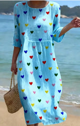 New Stylish Casual Striped V-Neck Elegant Dress