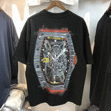 Tax free fashion brand graffiti watch print short sleeve Street hip hop couple loose T-shirt