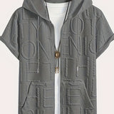 Letter-printed Hooded T-shirt Jacquard Design