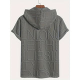 Letter-printed Hooded T-shirt Jacquard Design