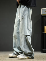 Retro Washed Casual High-Street Loose Wide-Leg Cargo Pants
