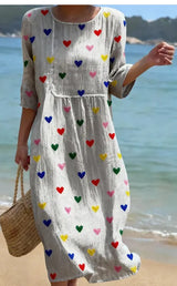 New Stylish Casual Striped V-Neck Elegant Dress