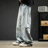 Retro Washed Casual High-Street Loose Wide-Leg Cargo Pants